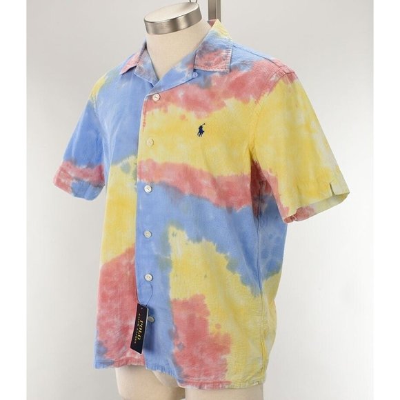 POLO RALPH LAUREN Multi TIE DYE Classic Fit Cotton Seersucker Shirt NWT - Picture 1 of 2